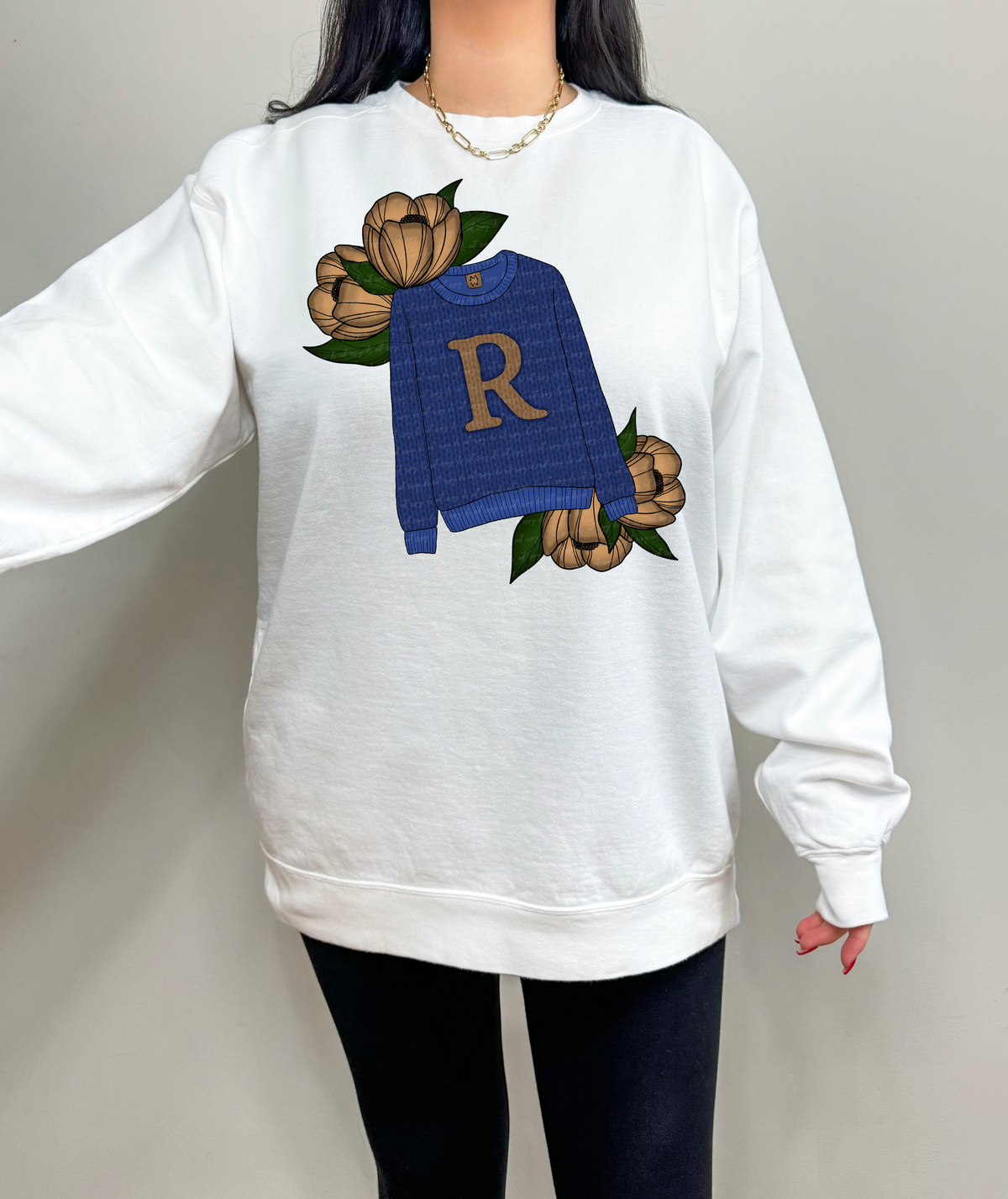 Raven Blue Sweater Floral HP 115971 DTF transfer