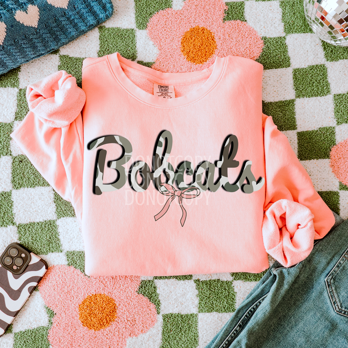 bobcats camo with pink bow (CSG) DTF Transfer