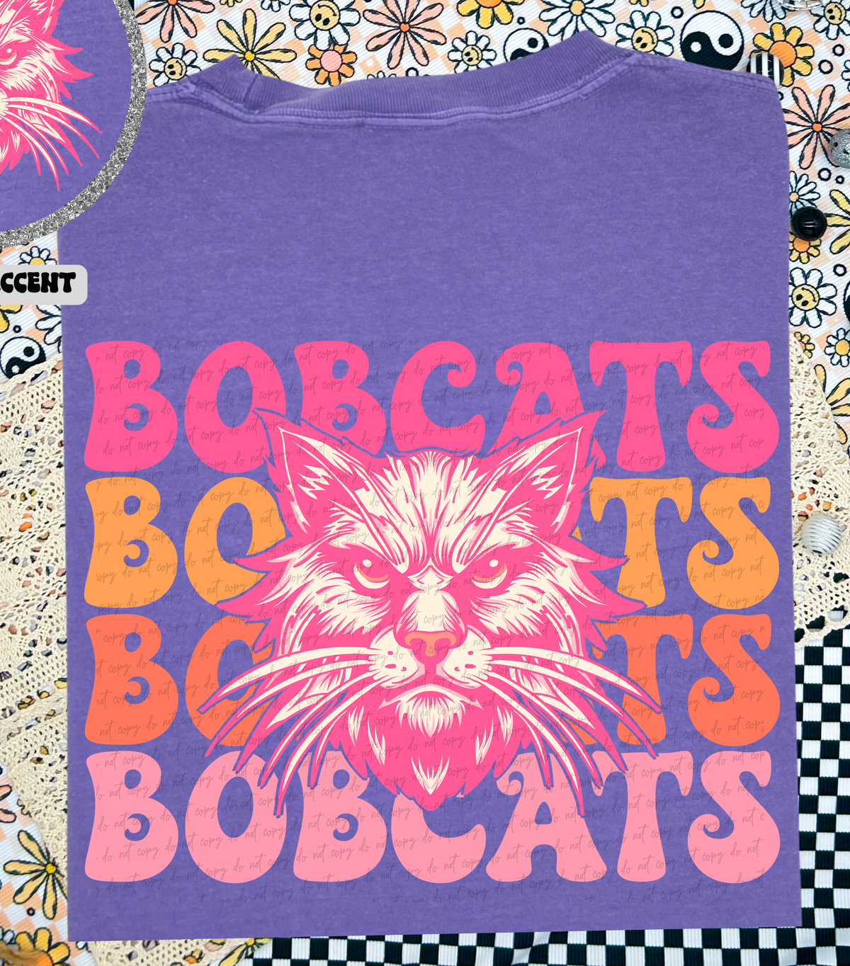 Bobcats Stacked School Mascot (Back Print) 89029 DTF Transfer