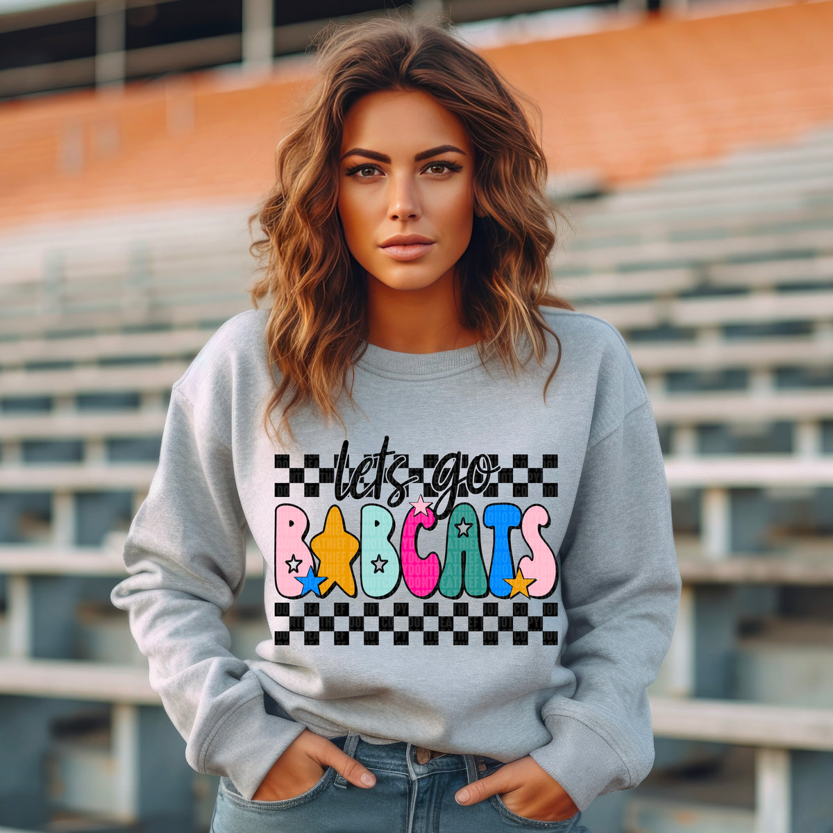 Let's Go Bobcats Checker 104627 DTF transfer