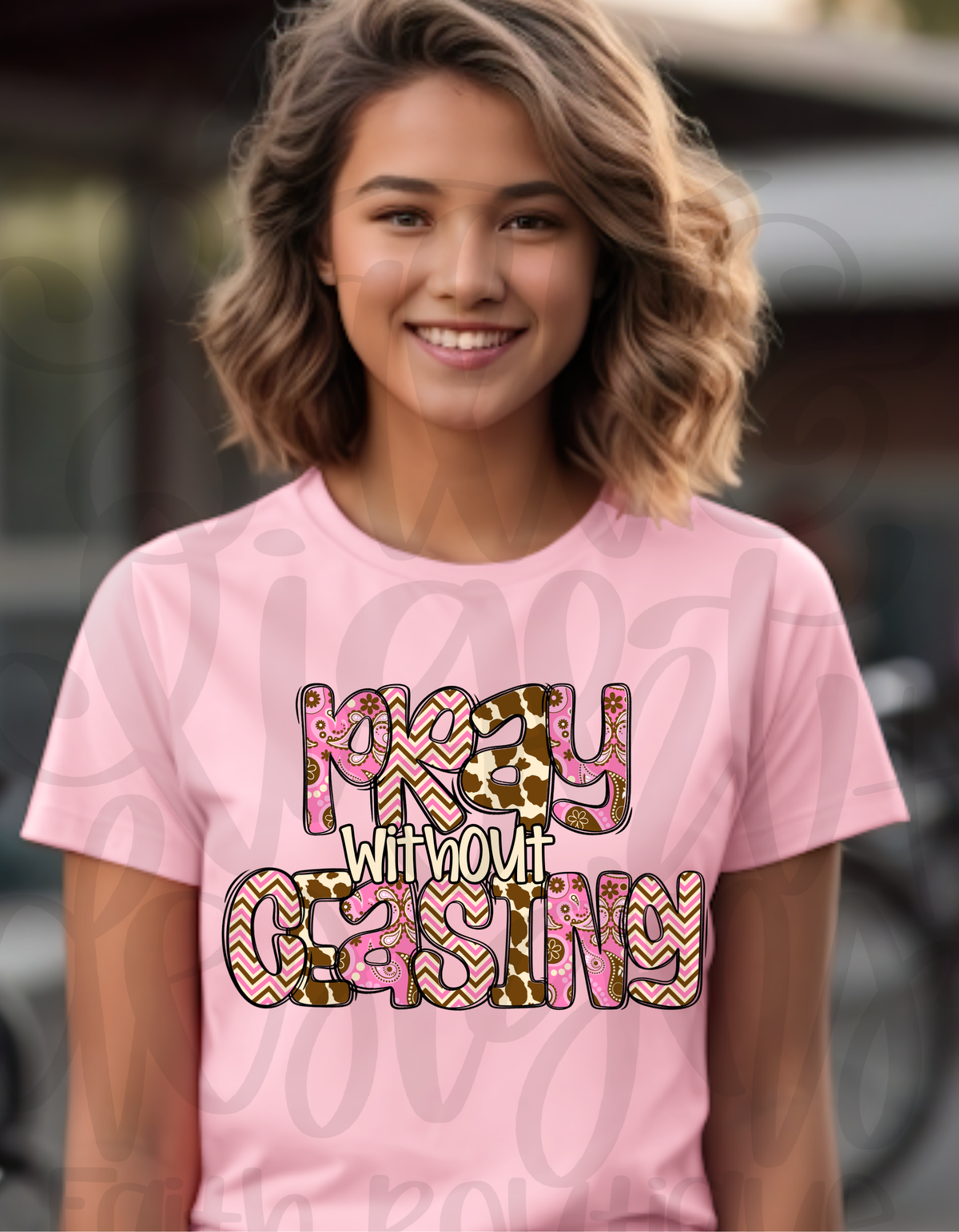 Pray without ceasing boho cowgirl font DTF Transfer