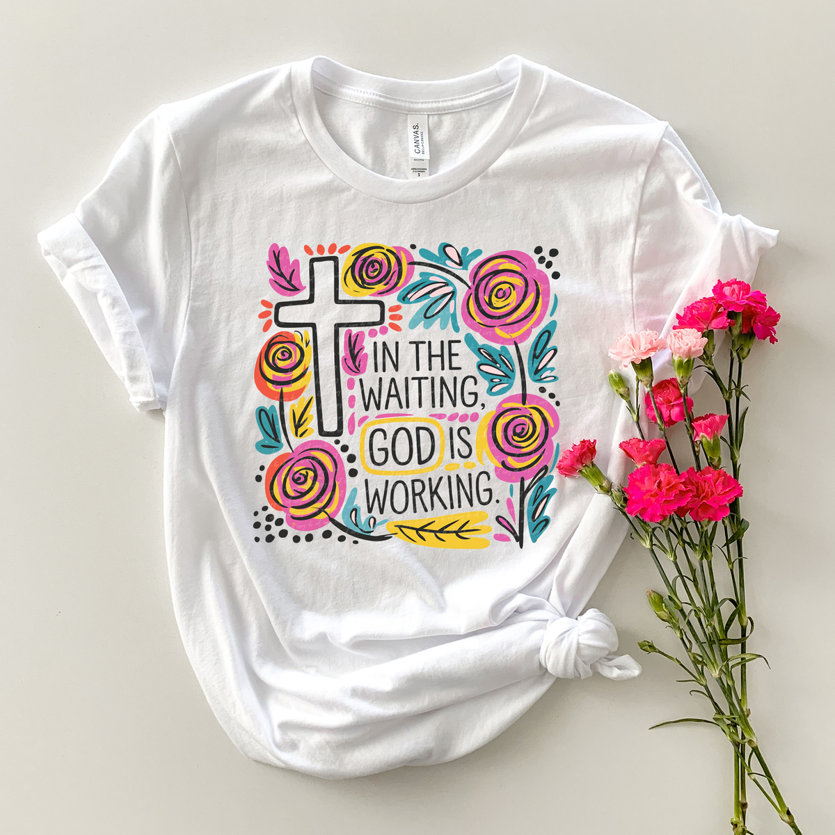 Boho Floral In the Waiting God Is Working 81965 DTF Transfer