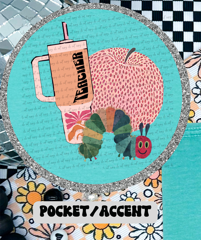 Boho Caterpillar Teacher Pocket 81272 DTF Transfer