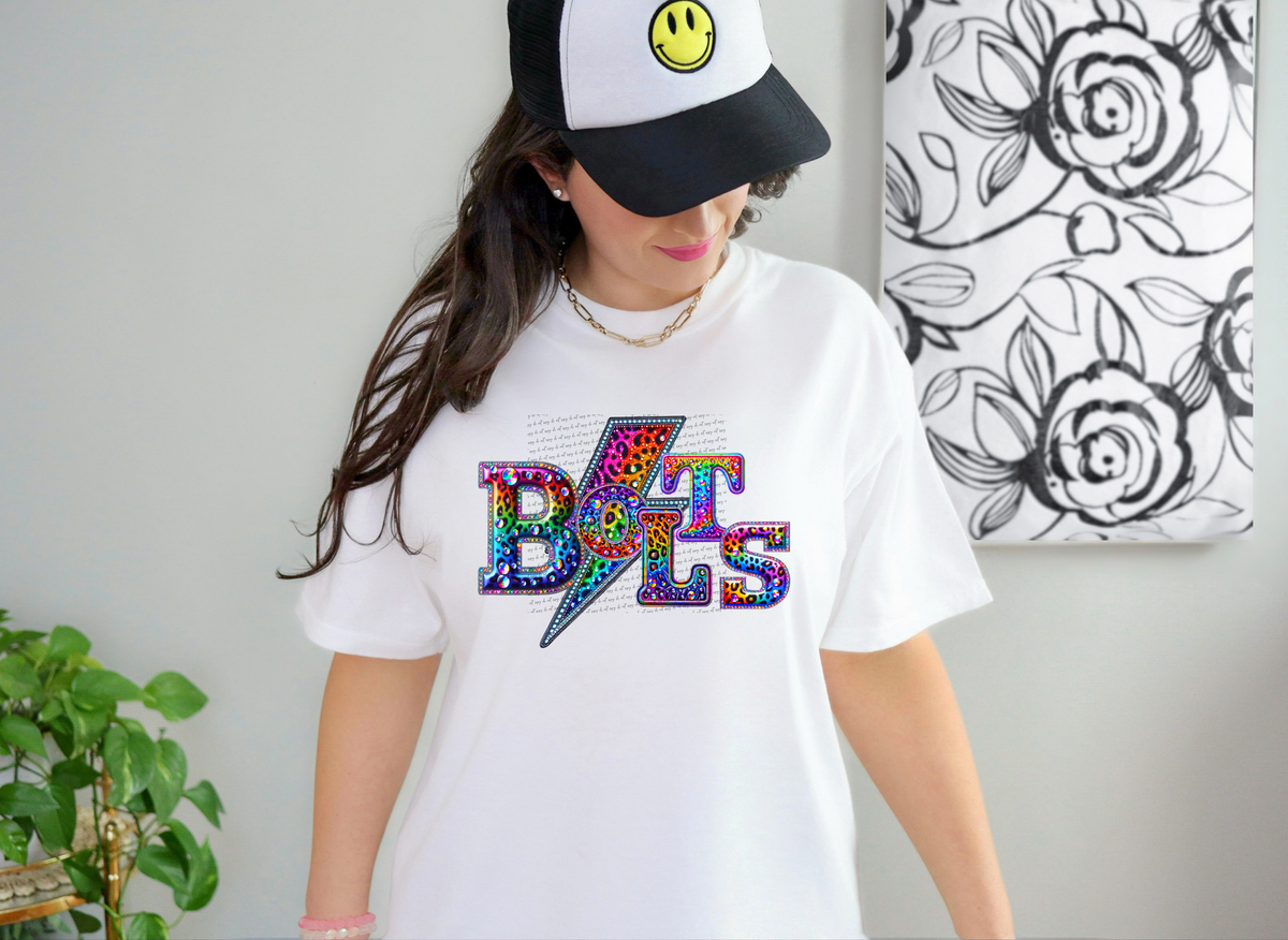 Bolts Mascots Rhinestone Leopard Rainbow 42869 DTF transfer