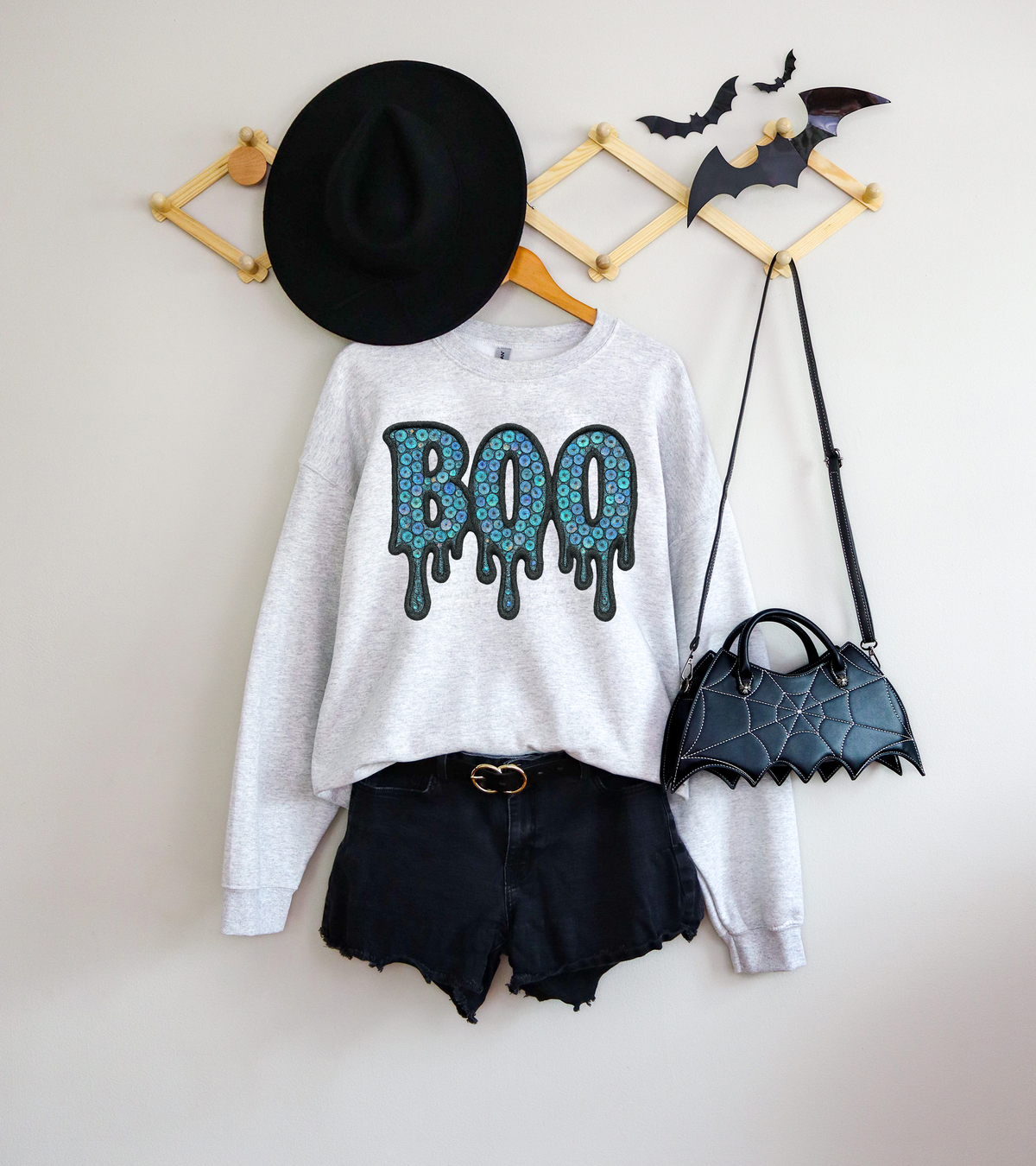 Boo Drippy Blue Sequin 111348 DTF transfer