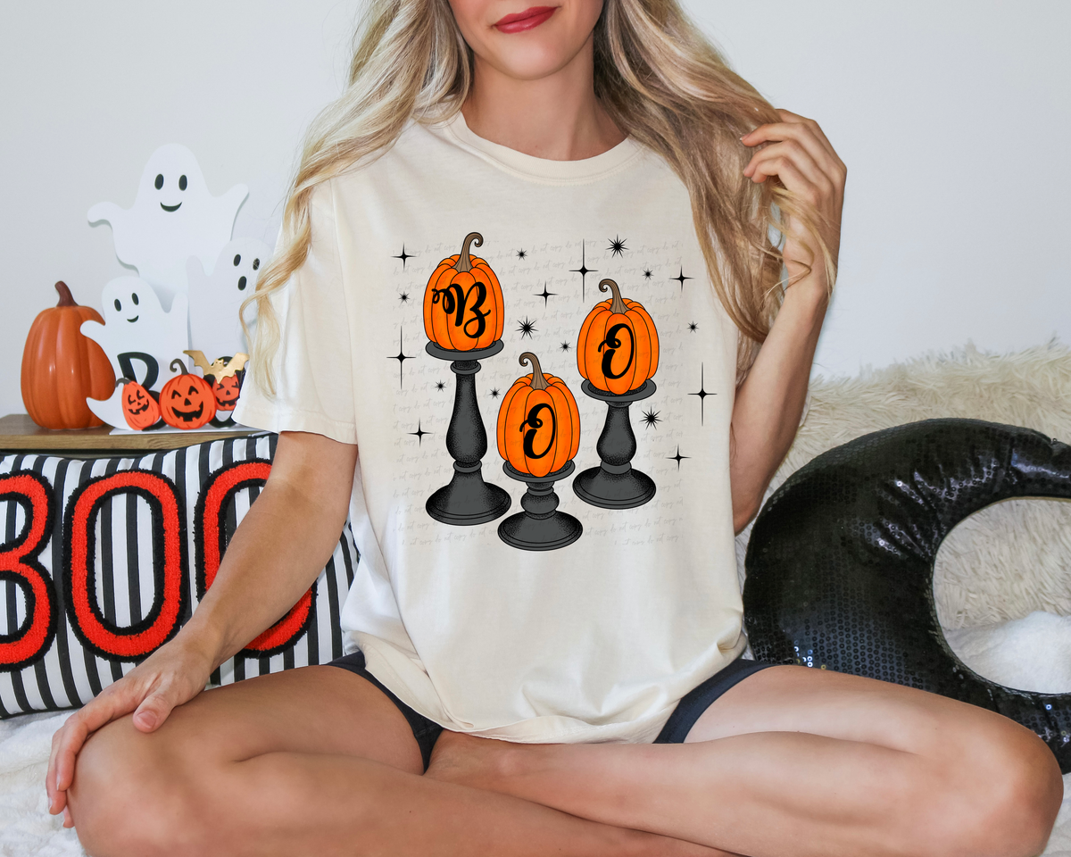 Boo Lamp Stand Pumpkins Sparkle 115864 DTF Transfer