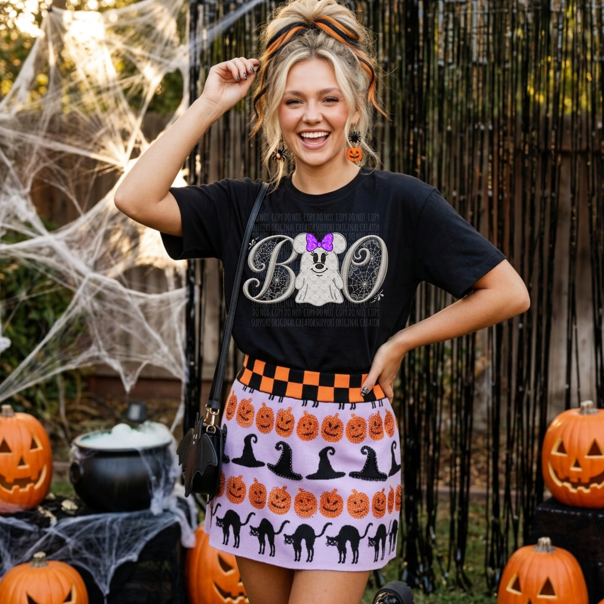 Boo white girl mouse faux lace (Starlight) DTF transfer