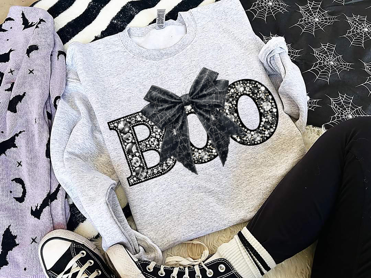 Boo Rhinestone Black Spider Bow 59384 DTF transfer
