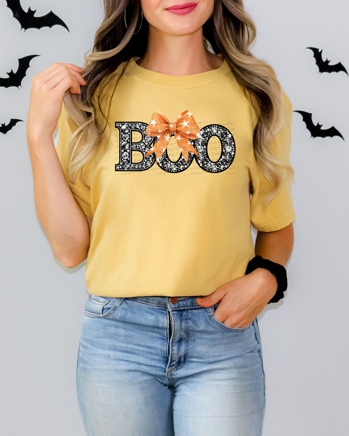 Boo Rhinestone Orange Bow 59387 DTF transfer