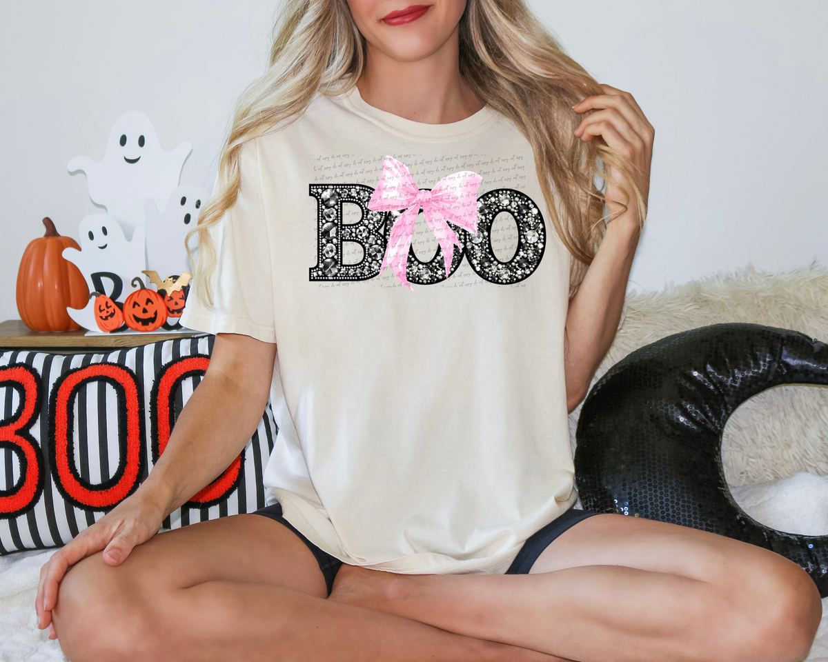 Boo Rhinestone Pink Bow 59388 DTF transfer