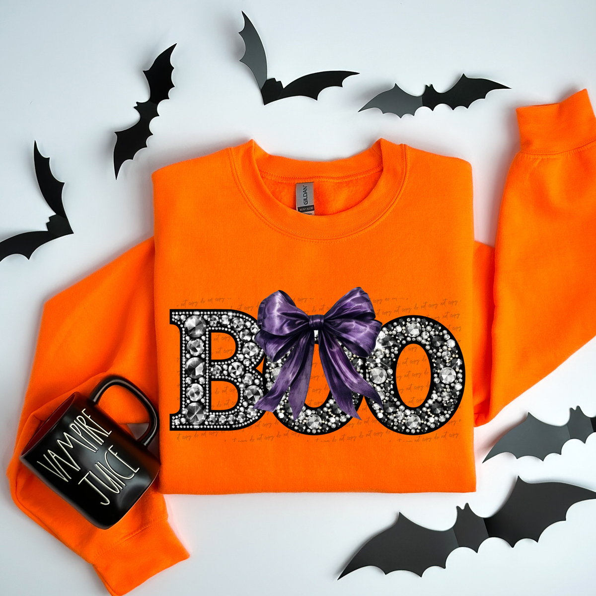 Boo Rhinestone Purple Bow 59389 DTF transfer