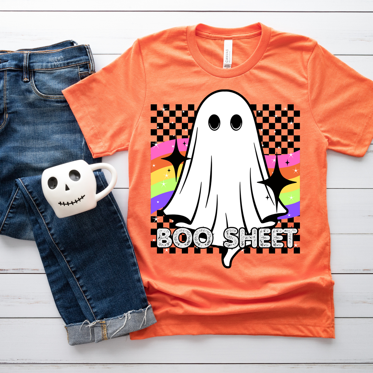 Boo sheet checkered background 10152 DTF TRANSFERS