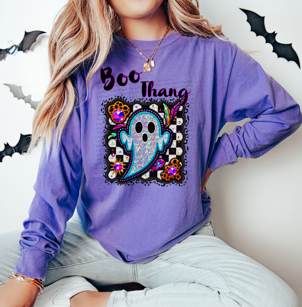 Boo Thang Ghost Checkered Background 59254 DTF transfer