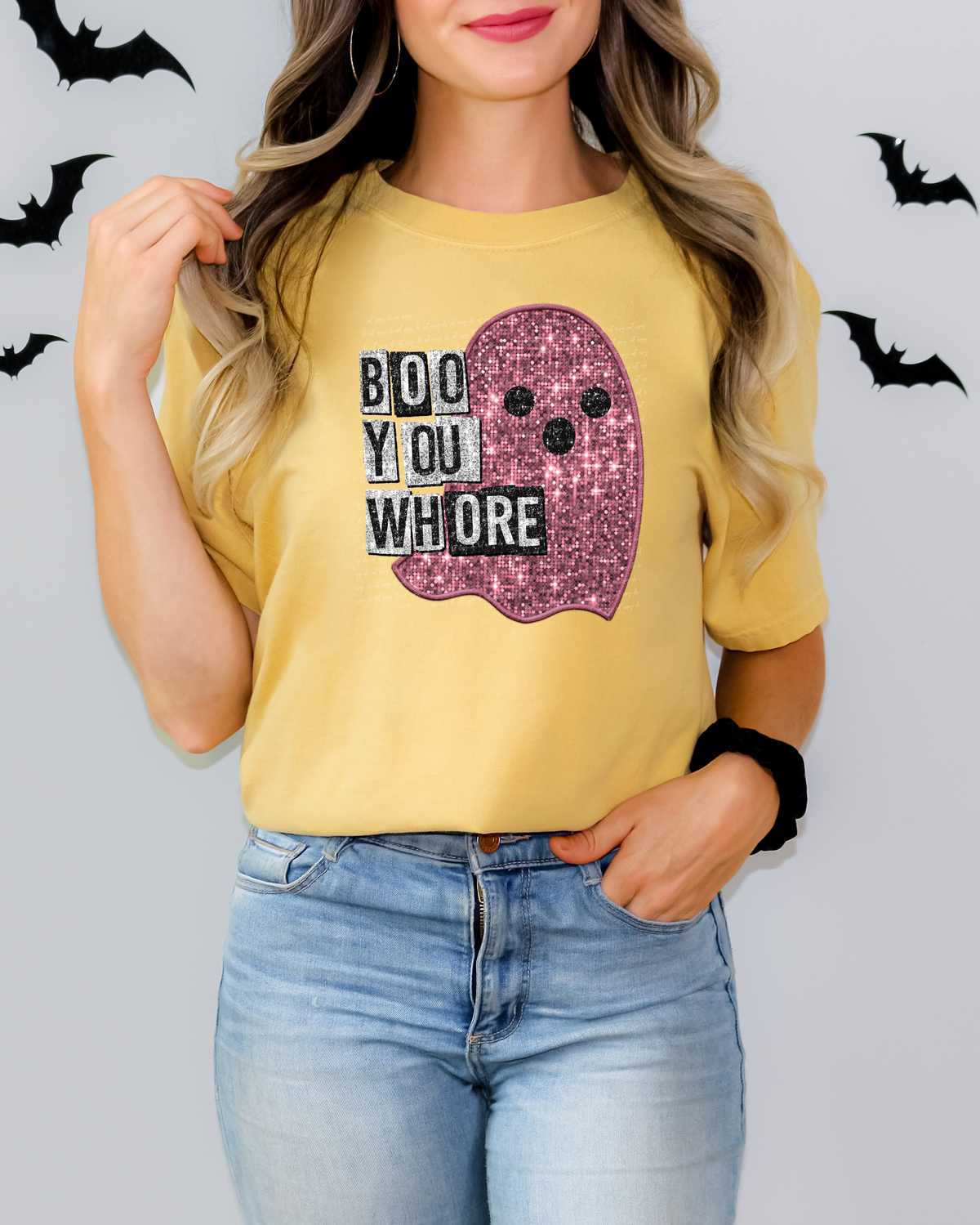 Boo You Whore Sequin Ghost 46649 DTF transfer