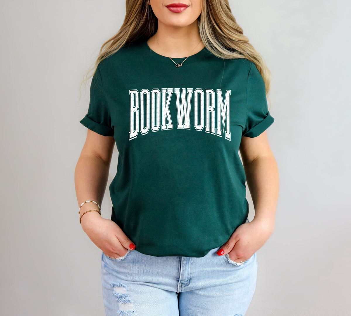 Bookworm Curve Varsity Font White 86663 DTF Transfer