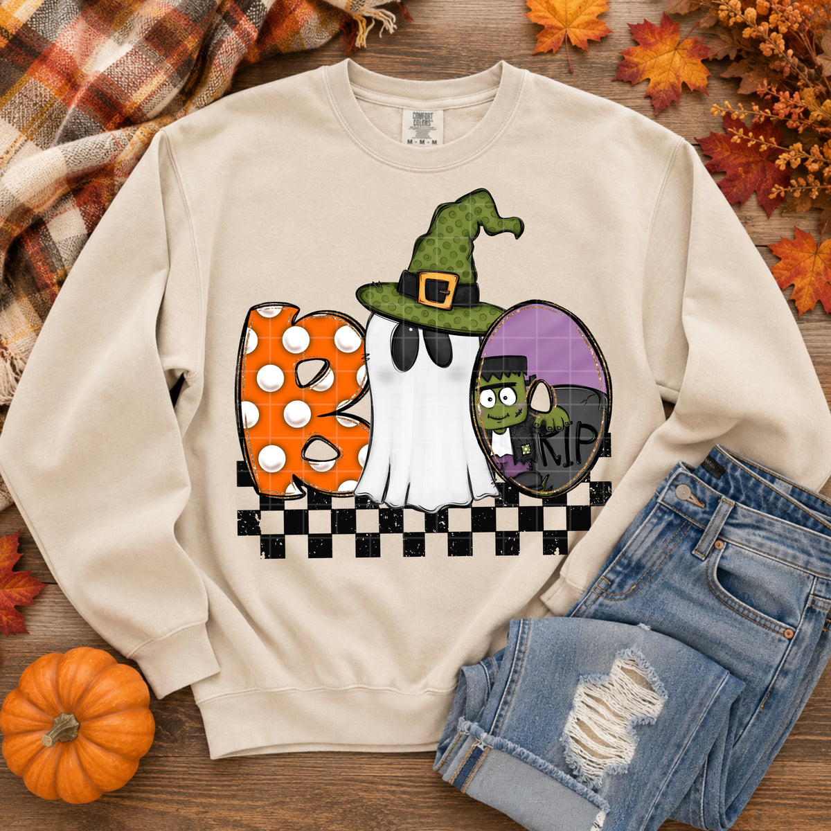 Boo ghost with witch hat (SDD) DTF Transfer