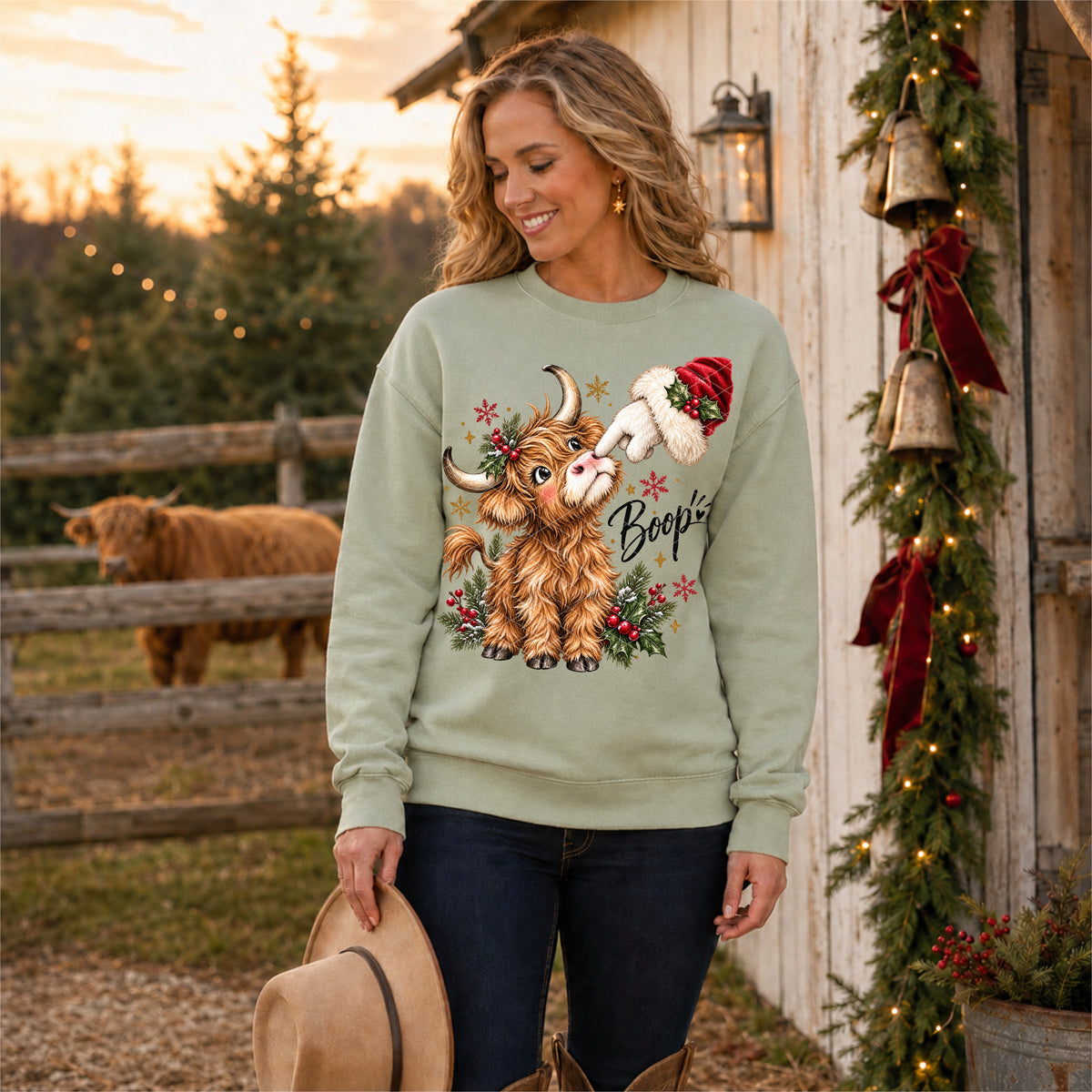 Boop highland cow and Santa (SDD) DTF Transfer