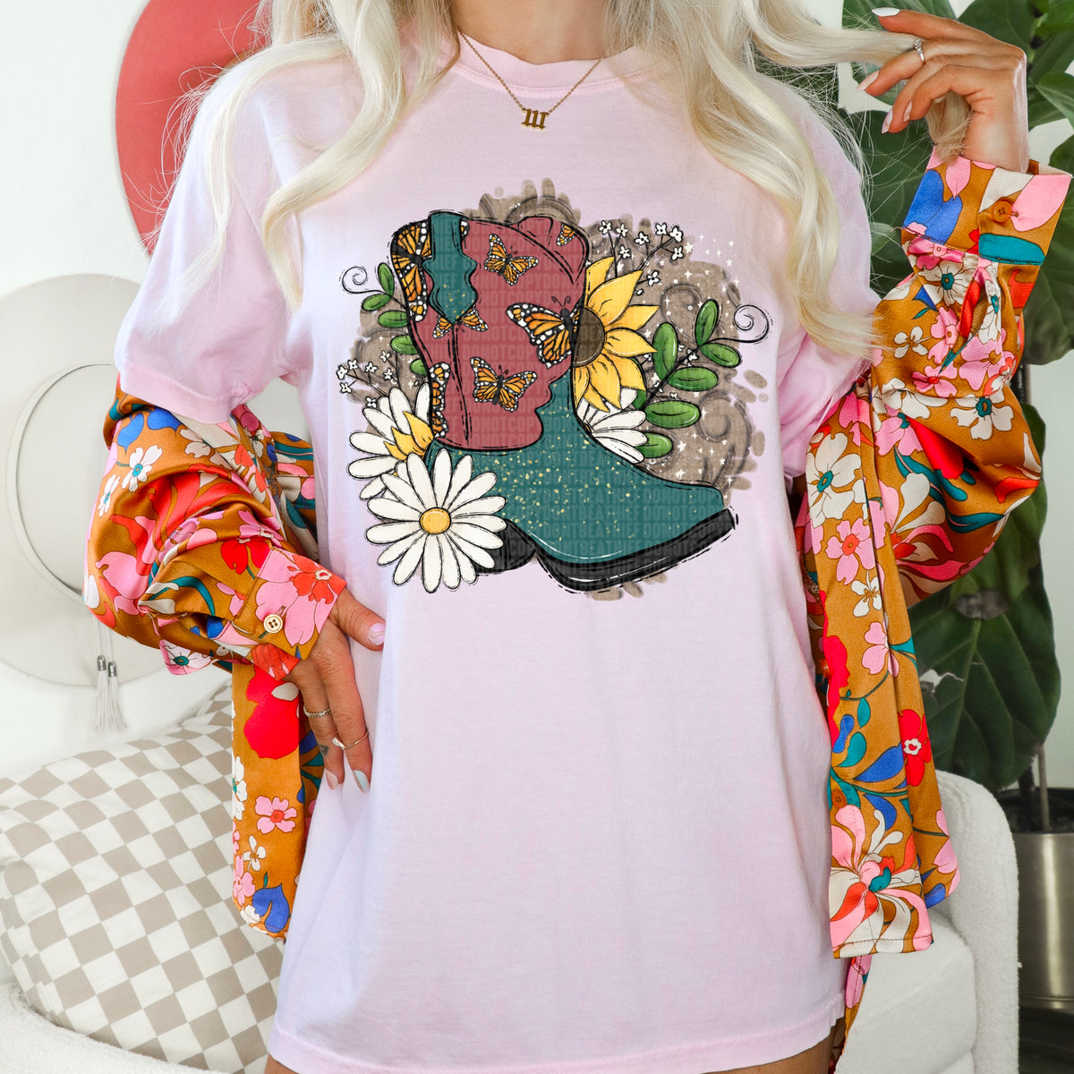 Boot And Flowers 104048 DTF transfer