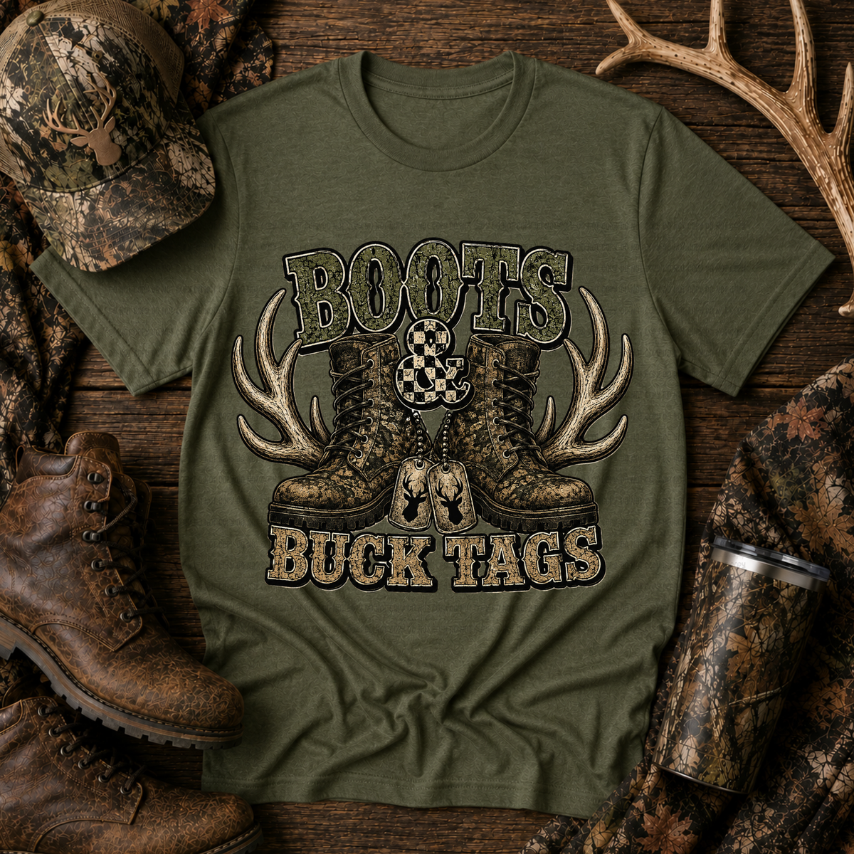 Boots & buck tags GREEN (Revel) DTF Transfer