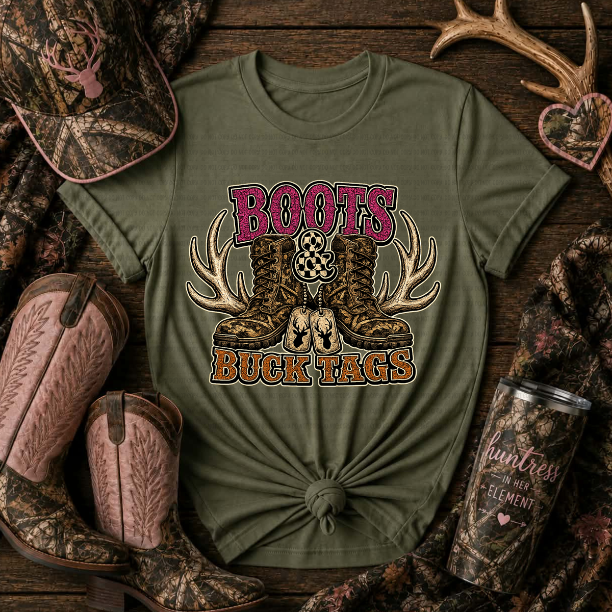 Boots & buck tags PINK (Revel) DTF Transfer