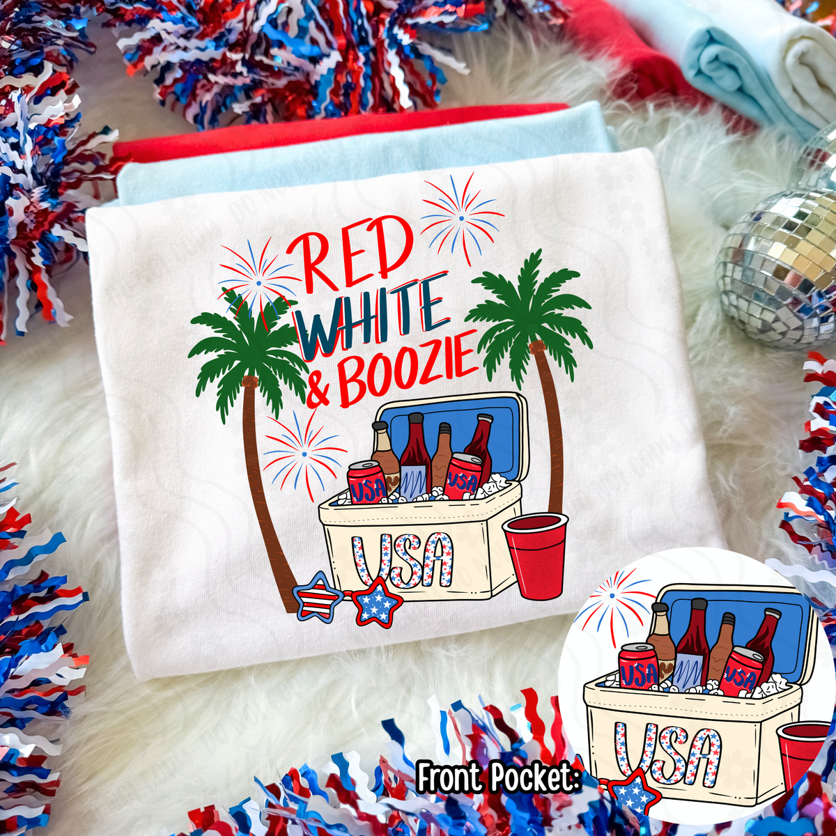 Red white and boozie palm trees (Dyed) DTF Transfer