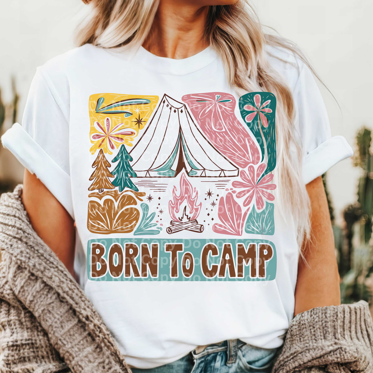 Born to camp BROWN WORDS (Irene) DTF Transfer