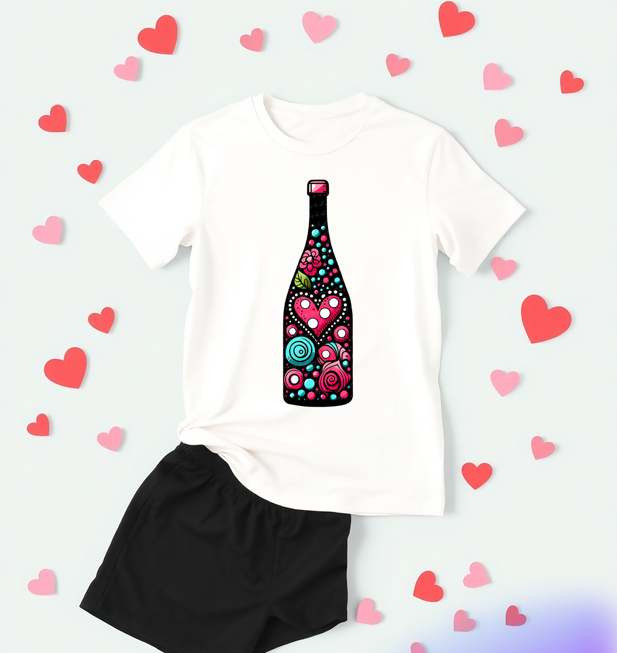 Bottle Of Wine Heart 81801 DTF Transfer