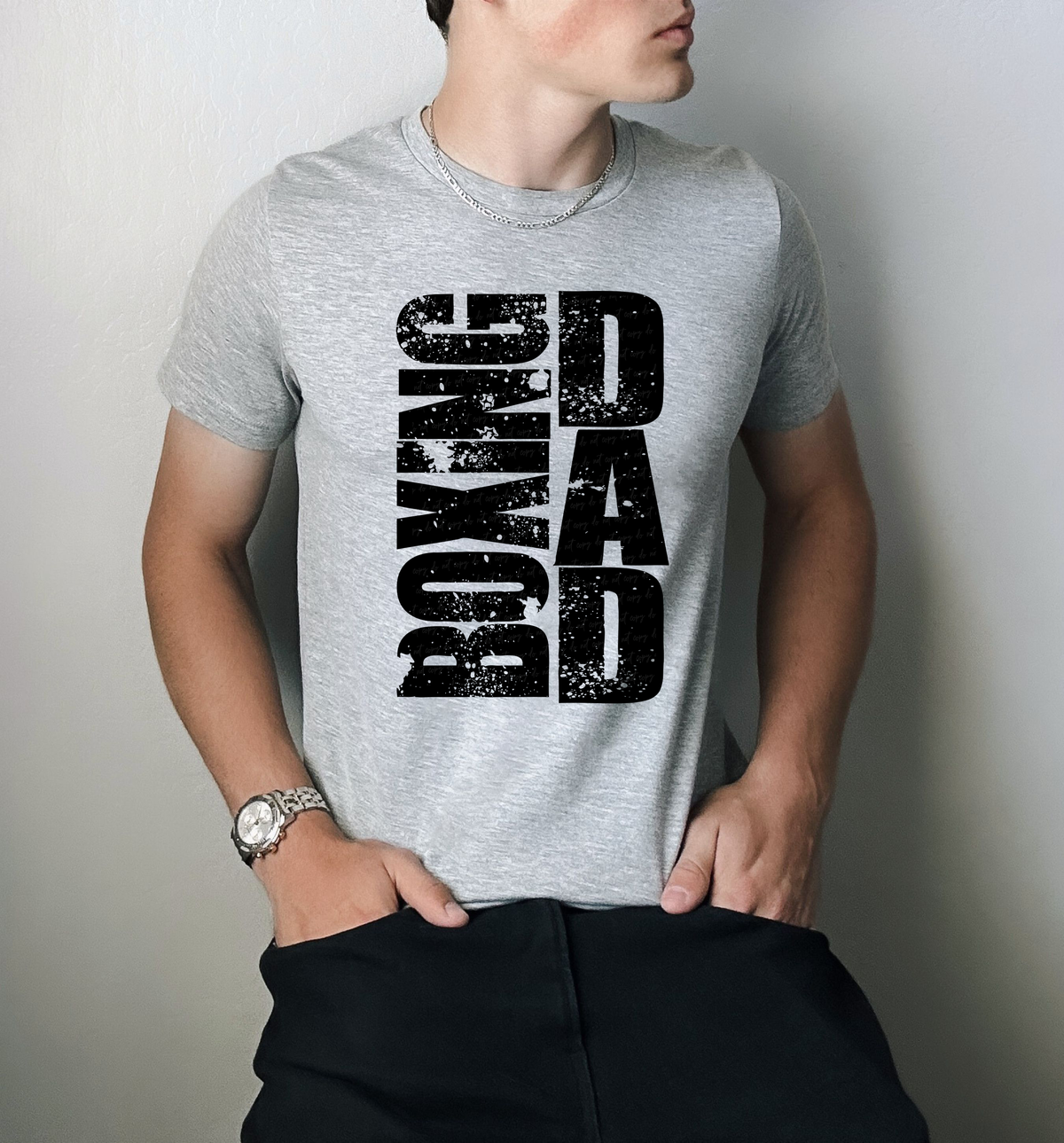 Boxing Dad Black Font Distressed 111407 DTF transfer