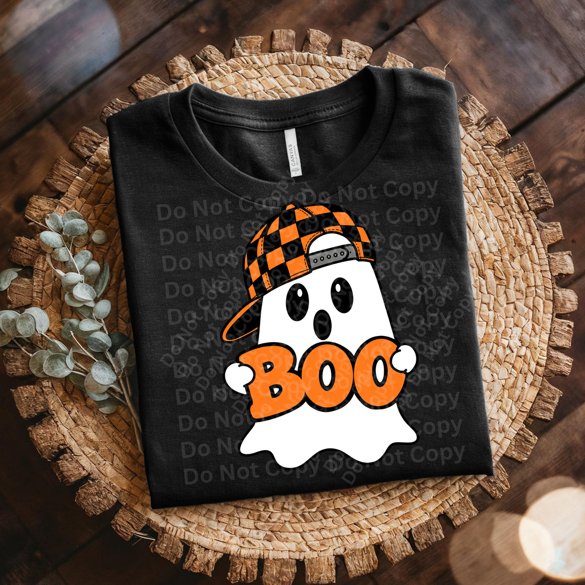 Boo ghost orange checker hat (Irene) DTF Transfer