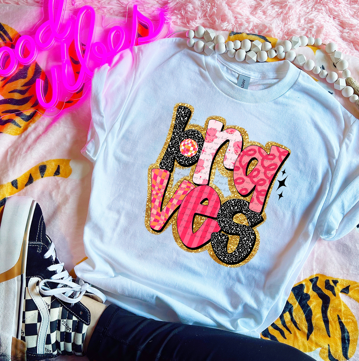 Braves Faux Glitter Retro 51546 DTF transfer