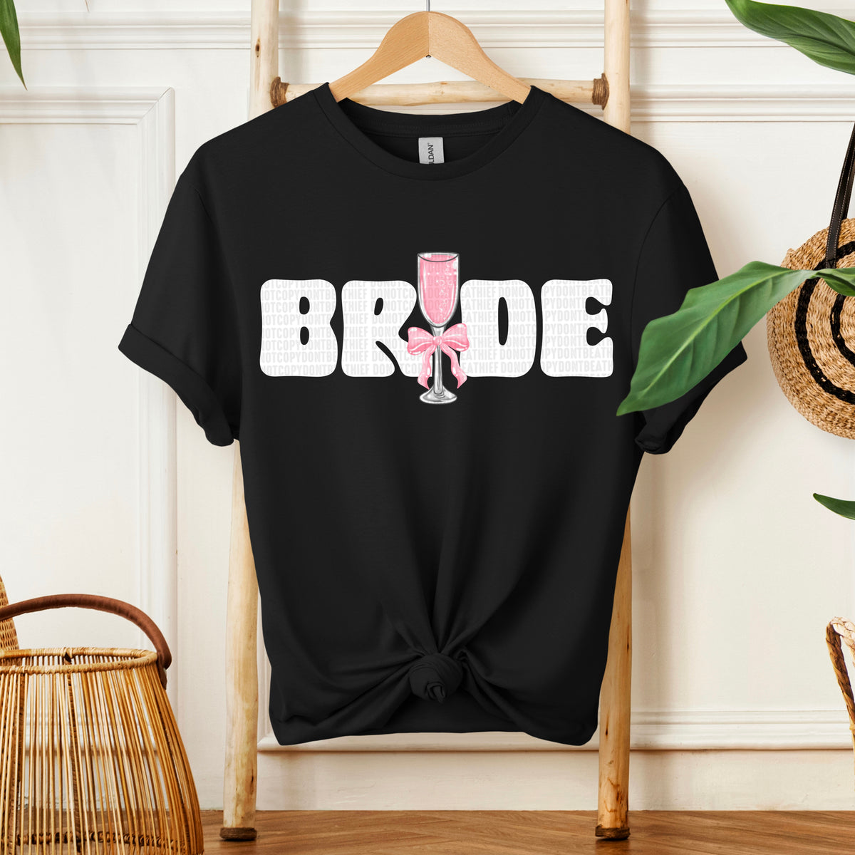 Bride White Font Pink Drink With Bow 104301 DTF transfer