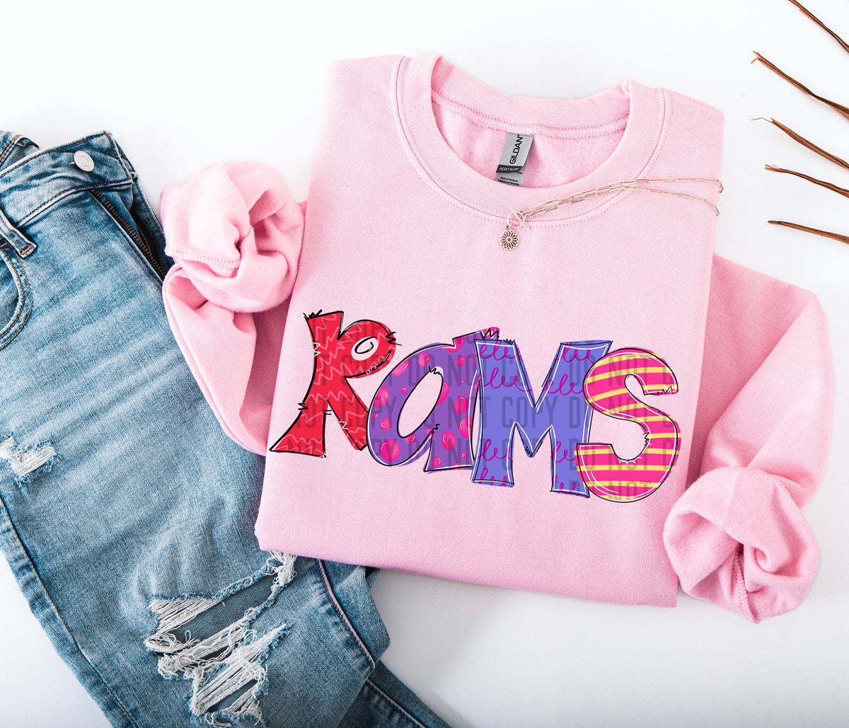 Bright Doodles Rams 71423 DTF transfer