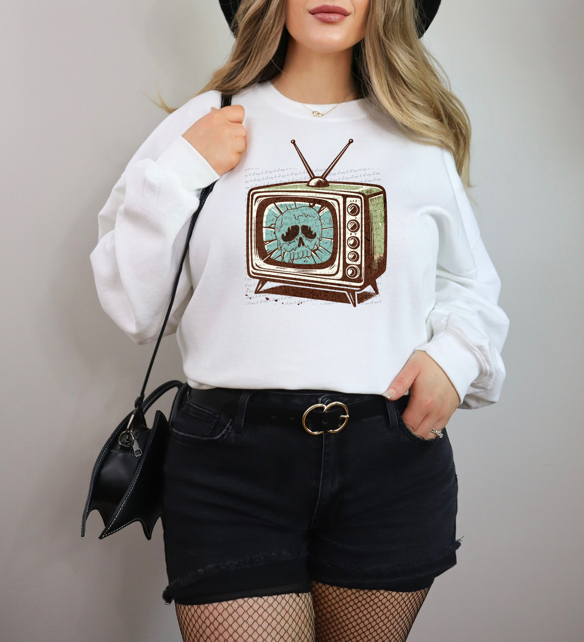 Spooky Broken Television Skull 46346 DTF transfer