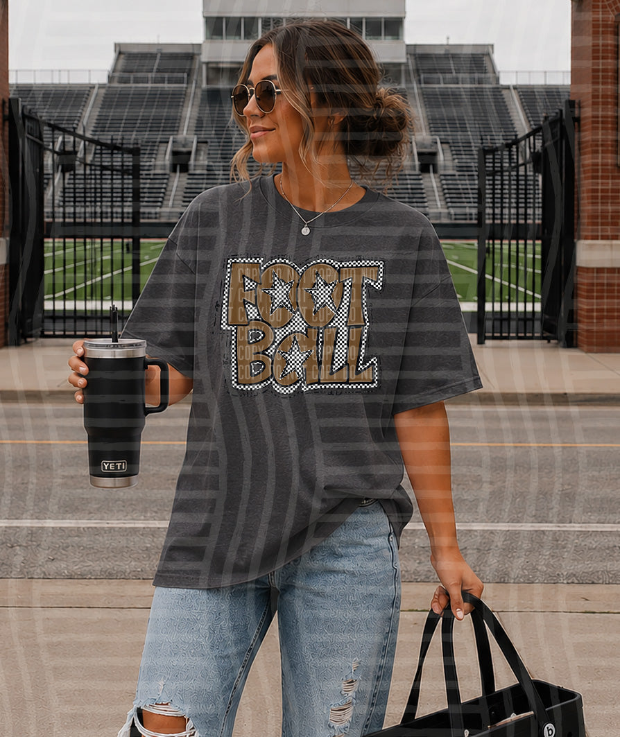 Brown Preppy Checker Football with Star (Caplinger) DTF Transfers