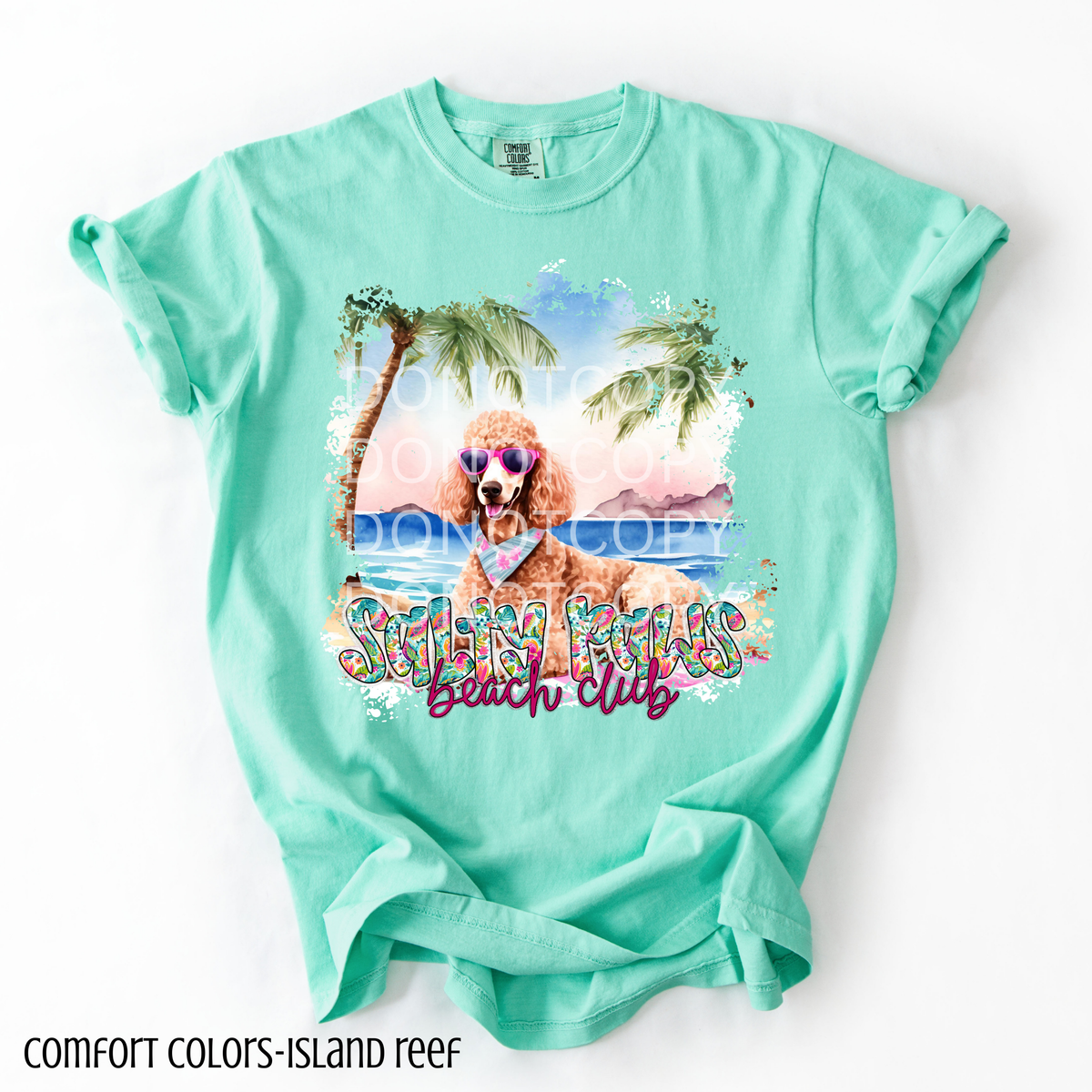 Brown Poodle Salty Paws Beach Club (CSG) 101088 DTF transfer