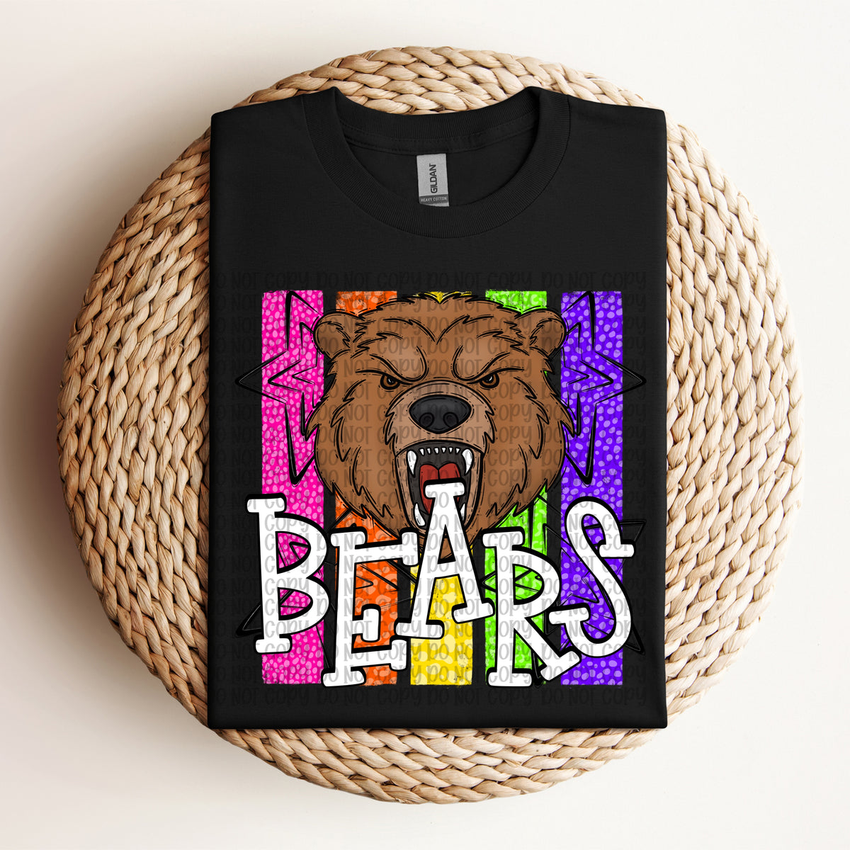 Brown bears neon stripes (VP) DTF Transfer