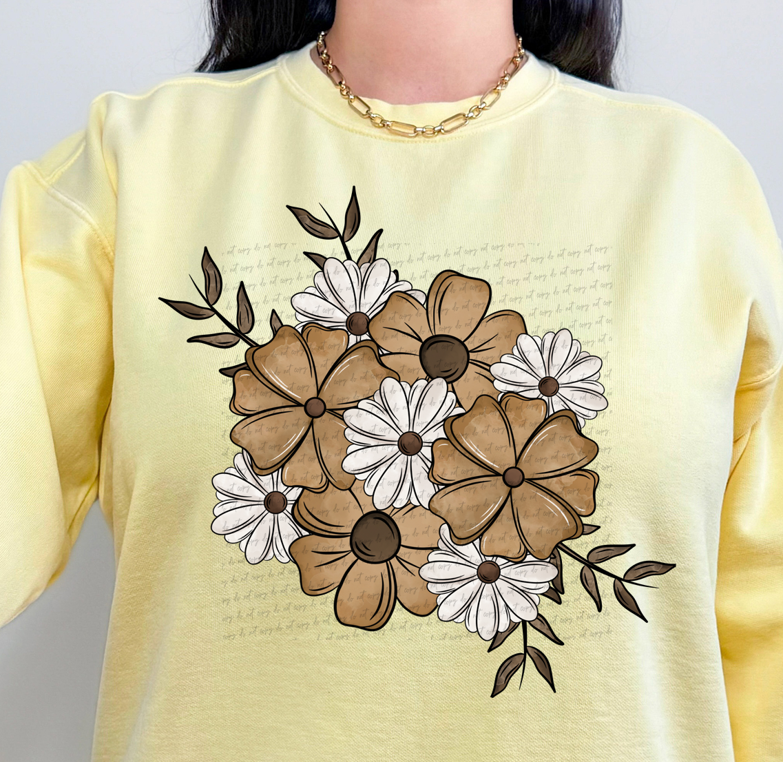 Brown White Daisy Flowers 86135 DTF Transfer