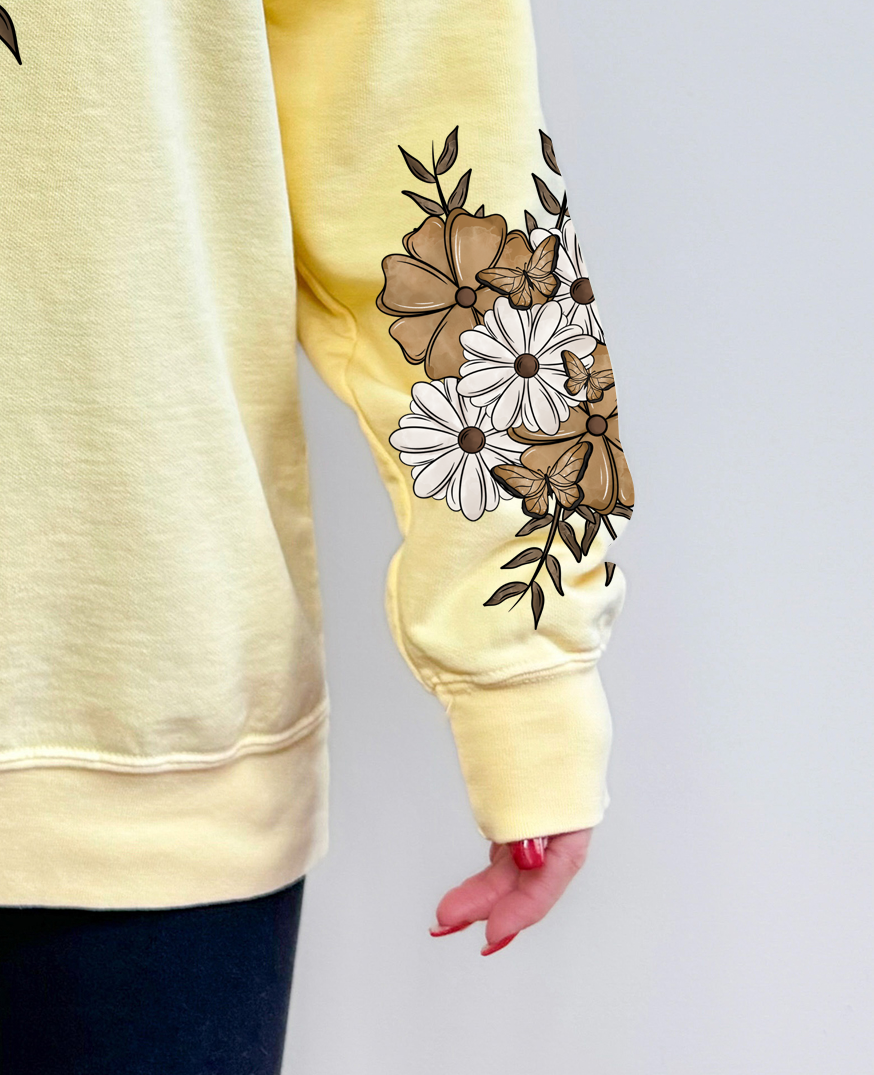 Brown White Daisy Flowers White Dots Sleeves 86138 DTF Transfer