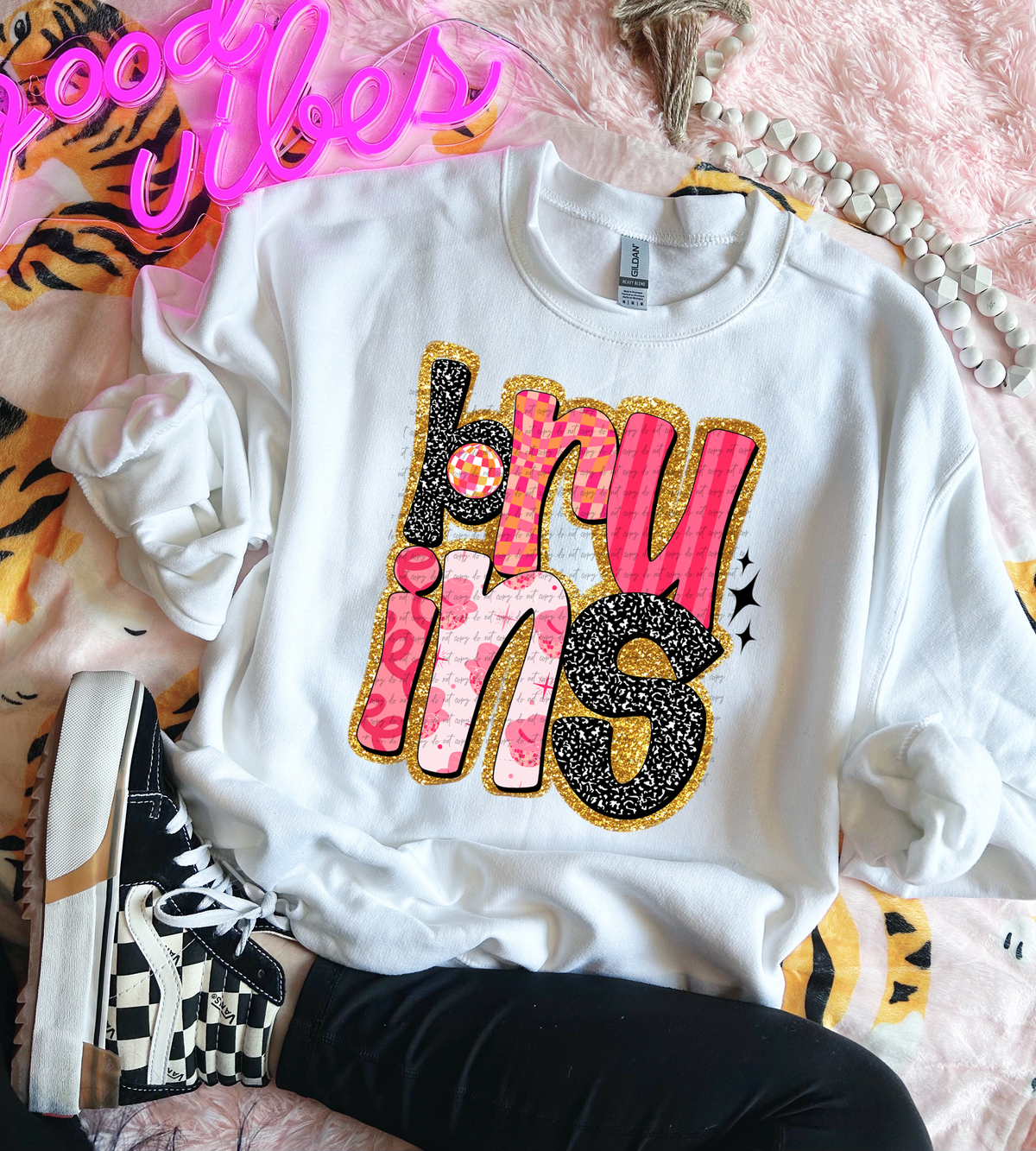 Bruins Faux Glitter Retro 51548 DTF transfer