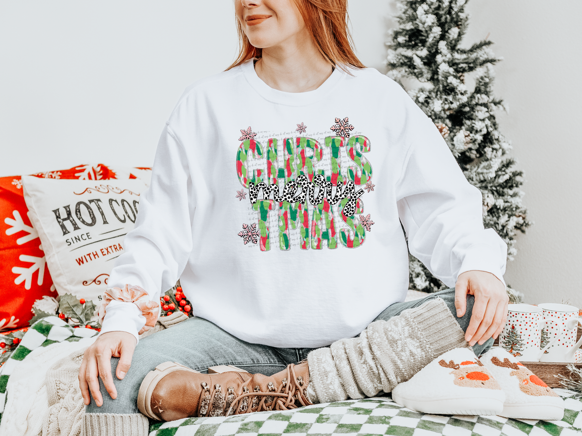 Brush Stroke Merry Christmas Cowhide 66077 DTF transfer