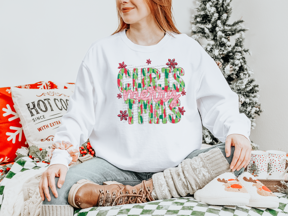 Brush Stroke Merry Christmas Pink 66078 DTF transfer