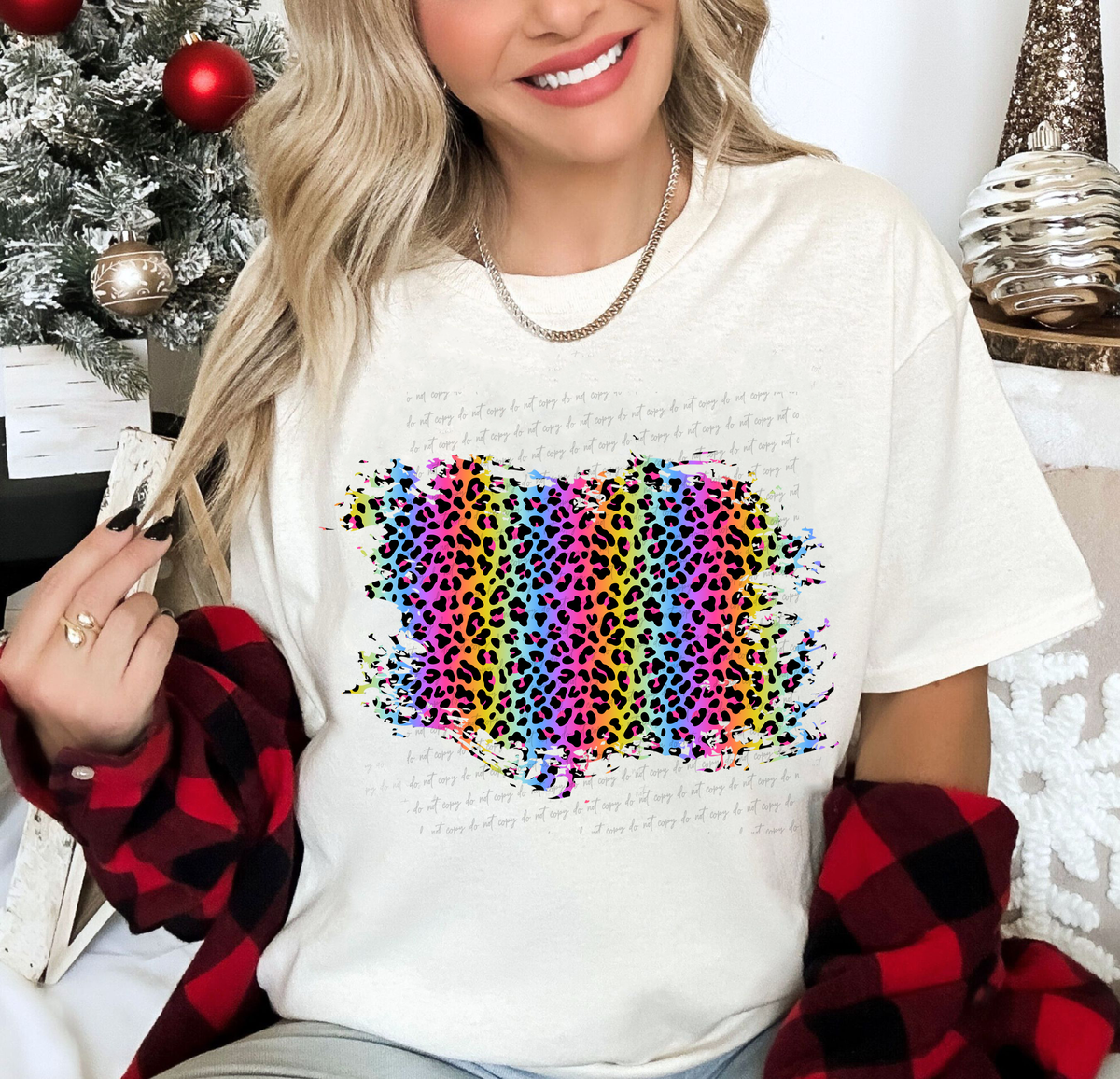 Brushstroke Rainbow Leopard Pattern Lisa F 115016 DTF transfer