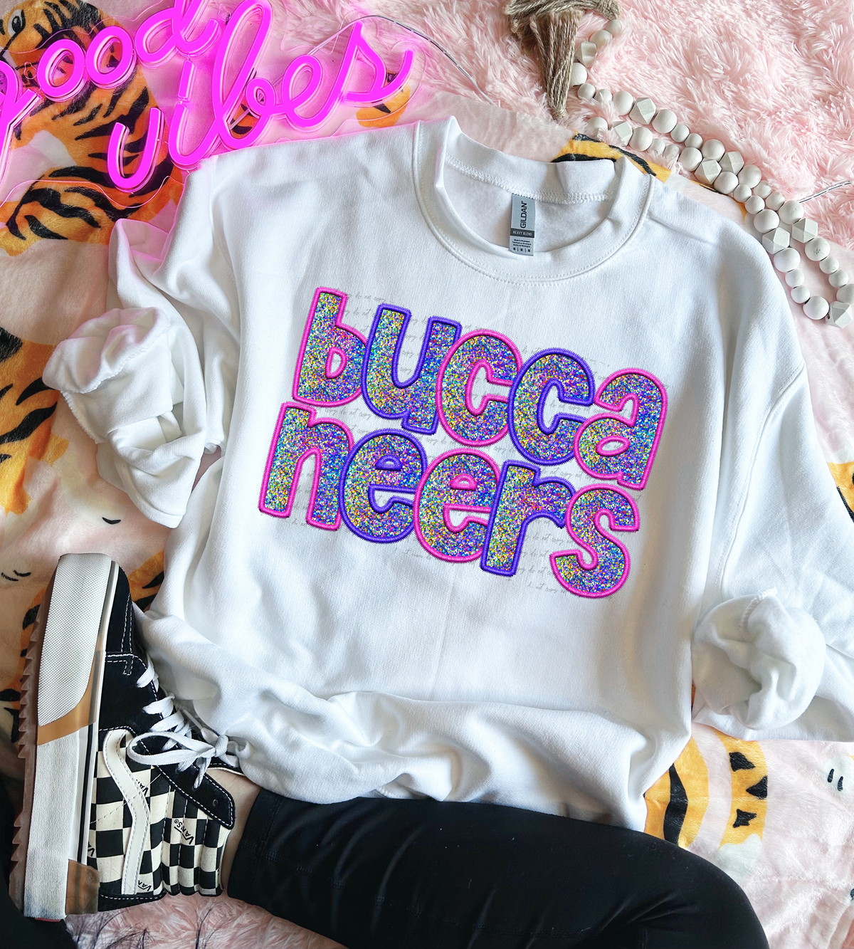 Buccaneers Faux Embroidery Pink Blue 74962 DTF Transfer