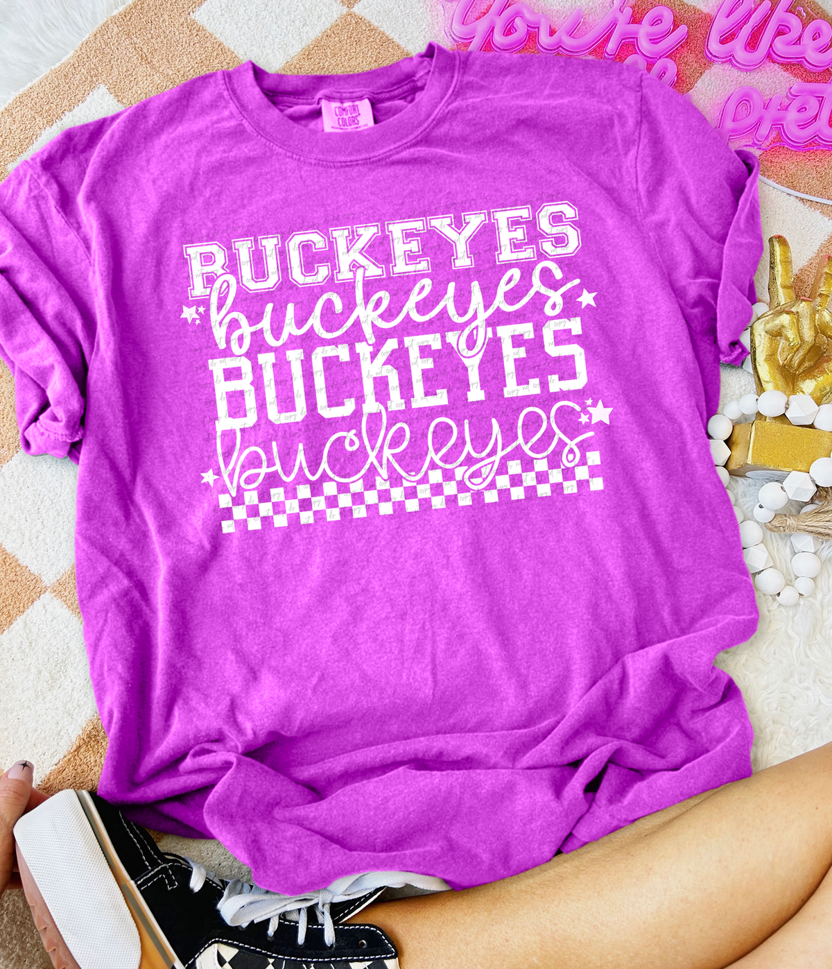 Buckeyes Varsity And Cursive Font White 86767 DTF Transfer