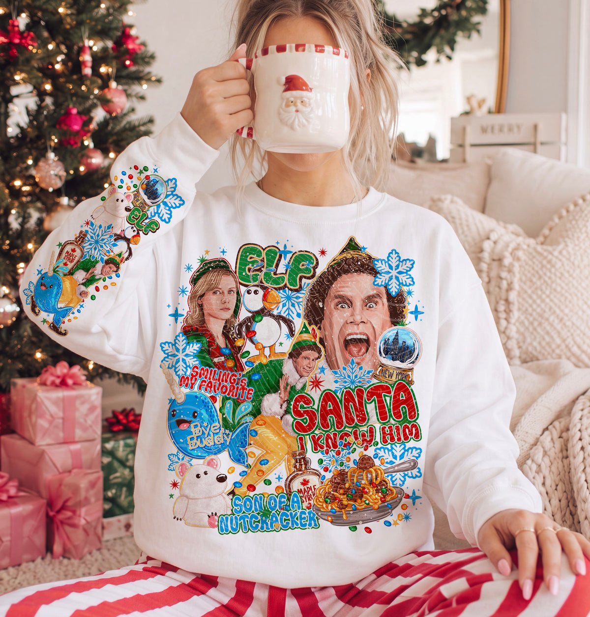 Santa knows me SLEEVE ONLY (AG) DTF Transfer