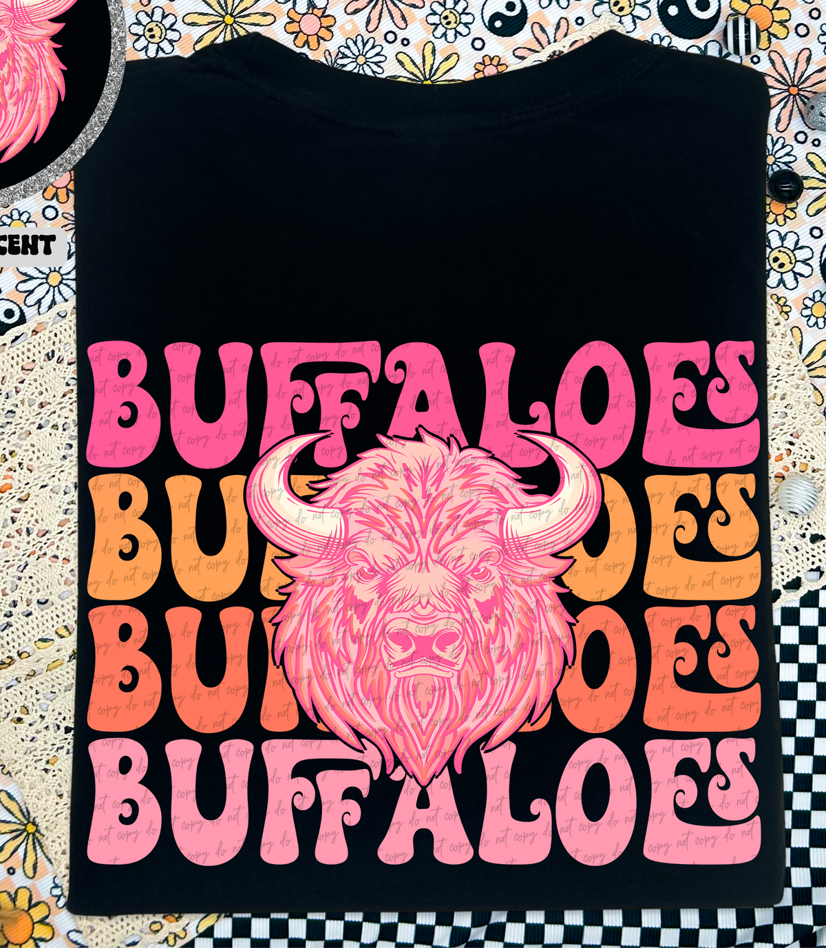 Buffaloes Stacked School Mascot (Back Print) 89033 DTF Transfer