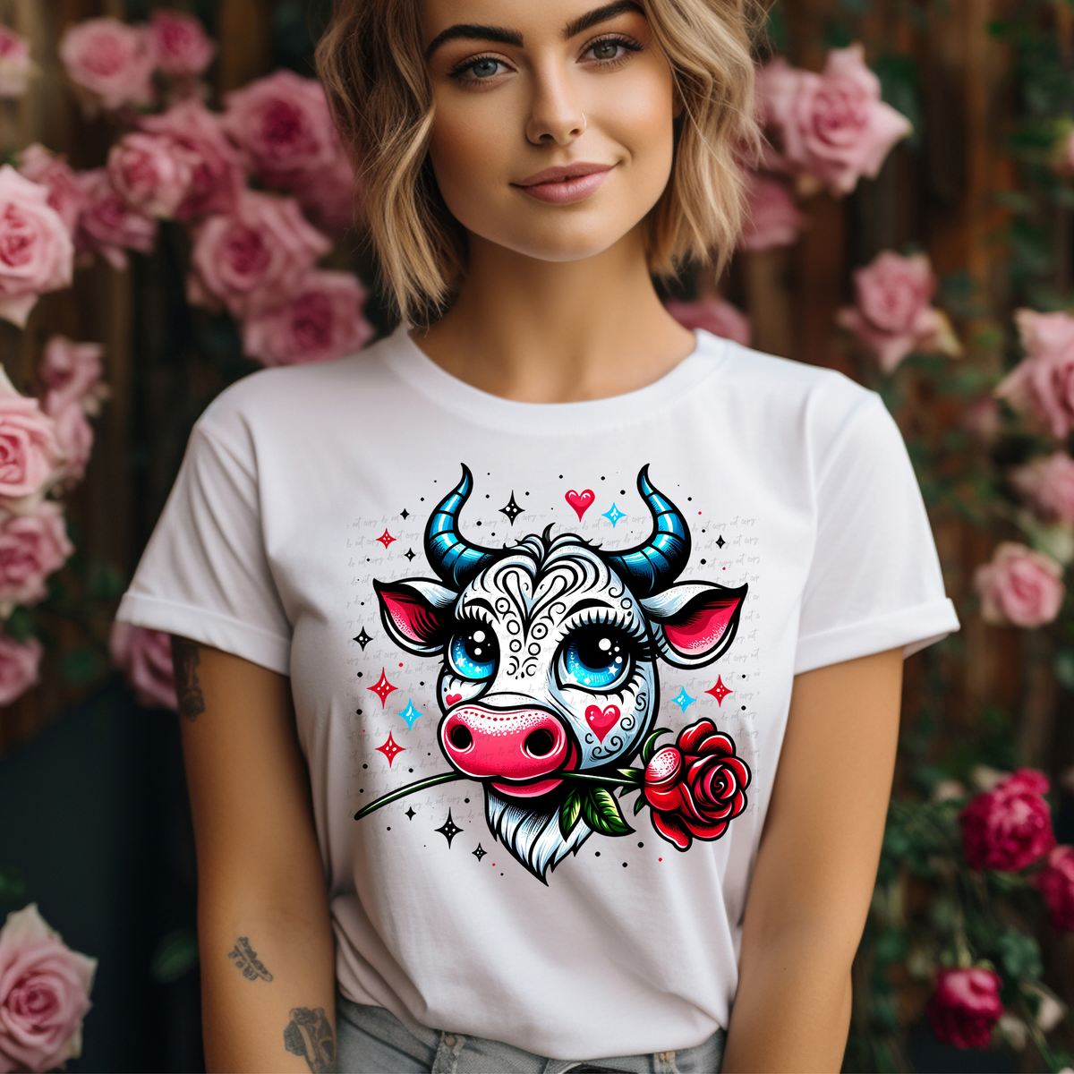 Bull With Rose In Mouth 81805 DTF Transfer