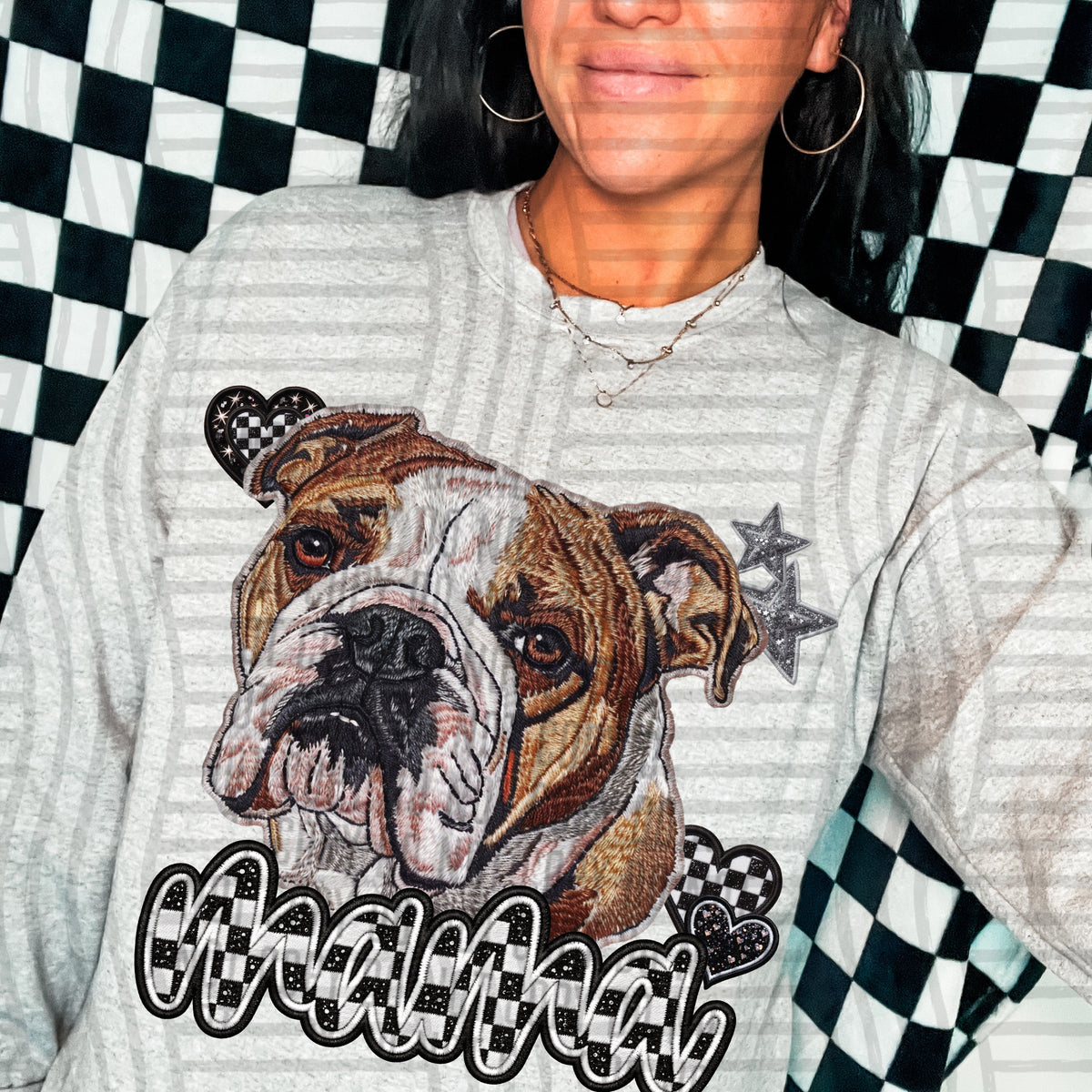 Bulldog 1 mama checkered font (DKD) DTF Transfer