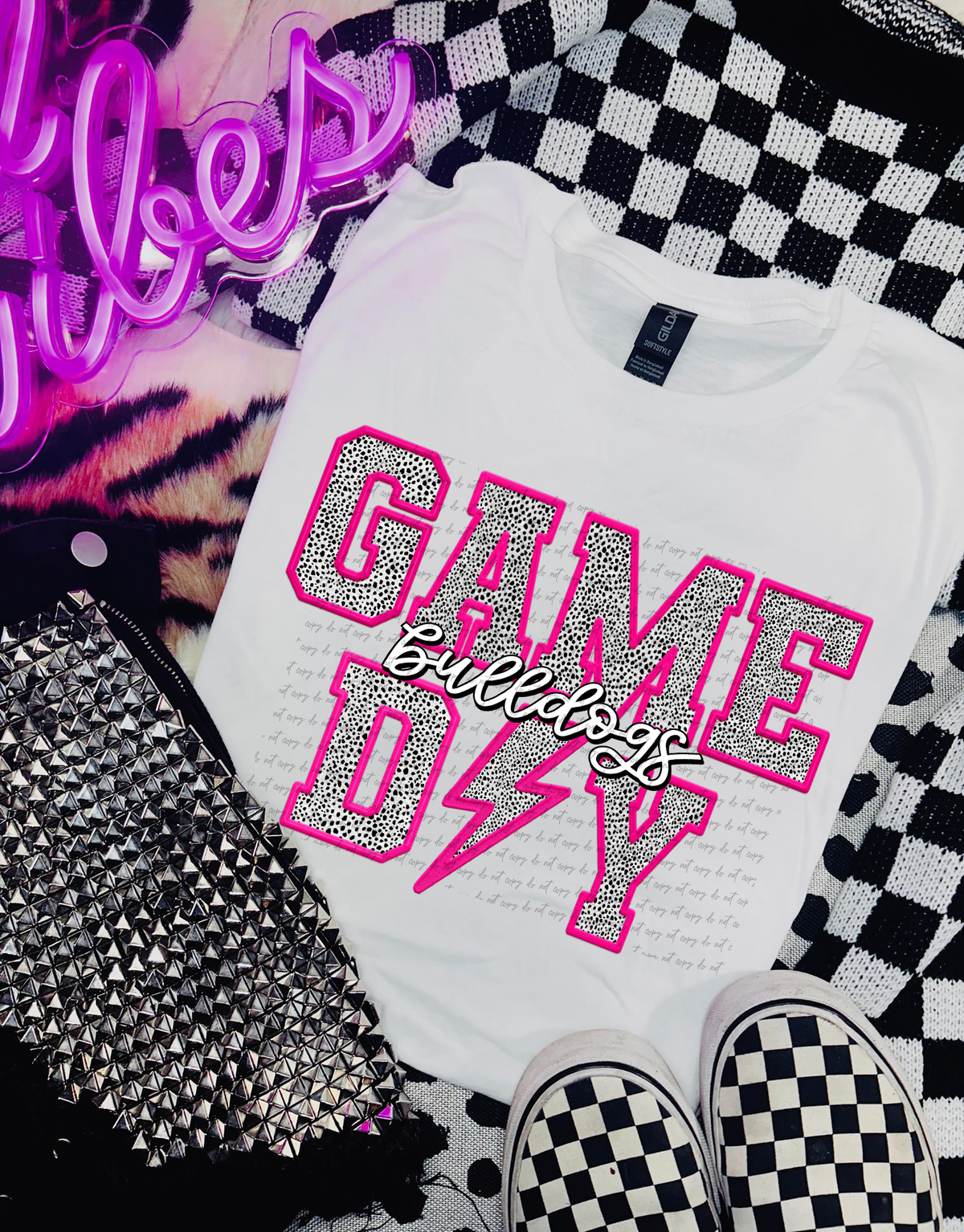 Bulldogs Faux Embroider Game Day 46658 DTF transfer