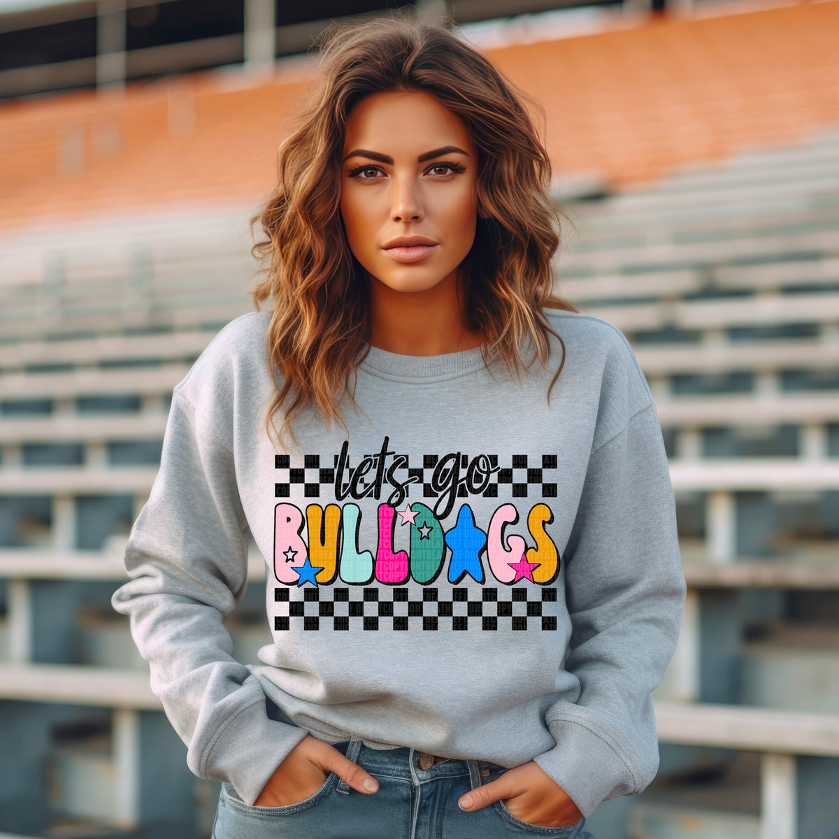 Let's Go Bulldogs Checker 104633 DTF transfer